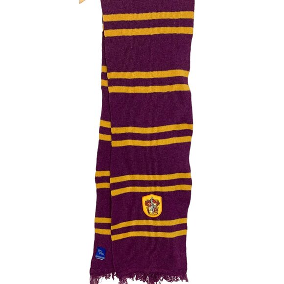 Harry Potter Gryffindor Scarf Costume Halloween Purple Yellow Stripe Lambs Wool - Picture 9 of 9